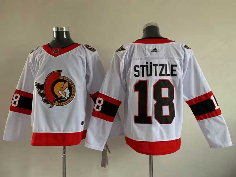 Men's Ottawa Senators 18 Tim Stutzle White Stitched jersey